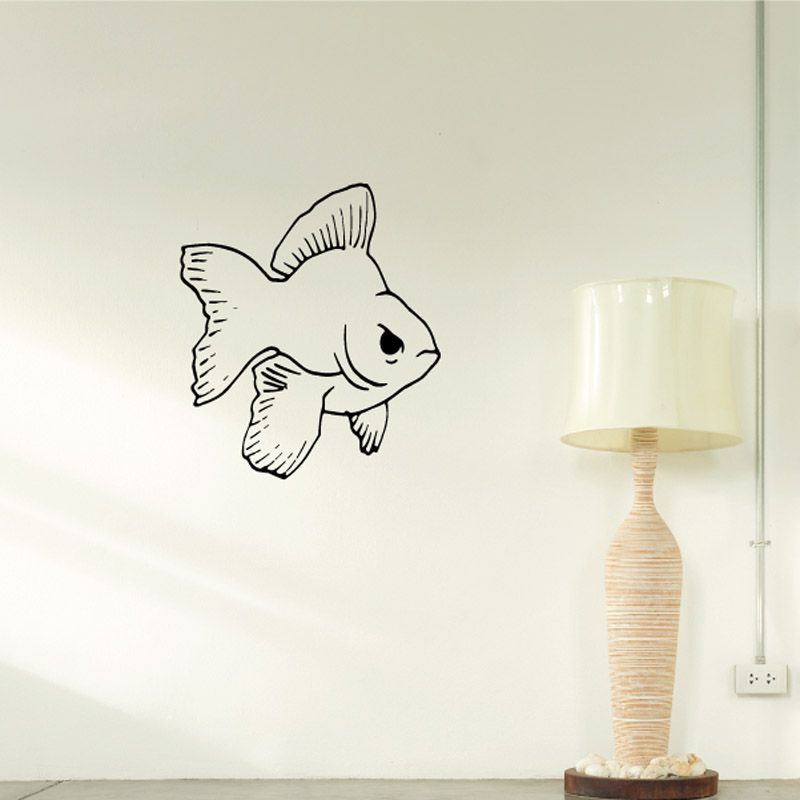 Fish wall decal with black outline fish silhouette