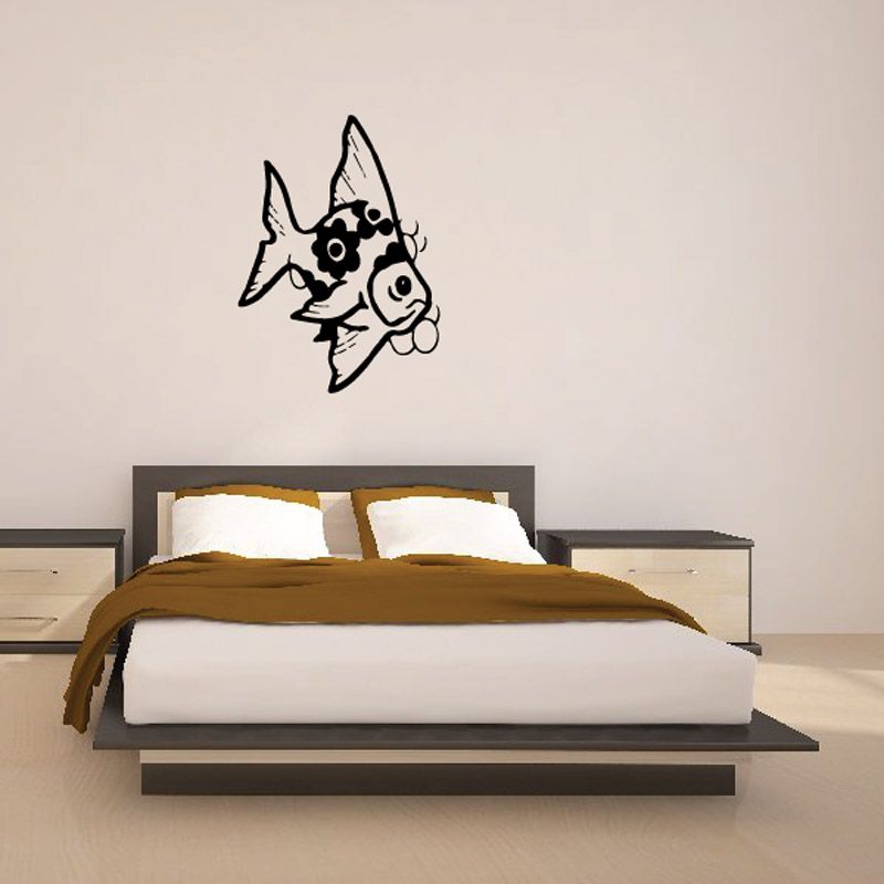 Fish wall vinyl decal with black outlined fish graphic