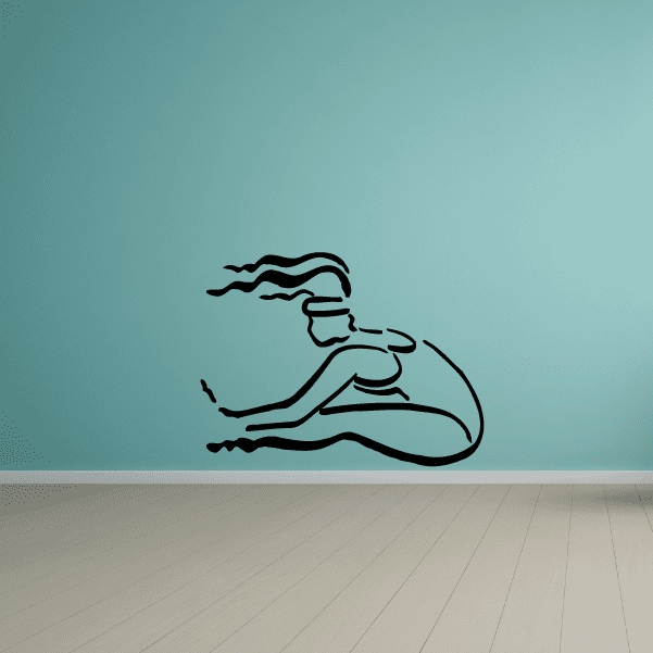 Fitness wall decal, dark line workout silhouette of a person stretching