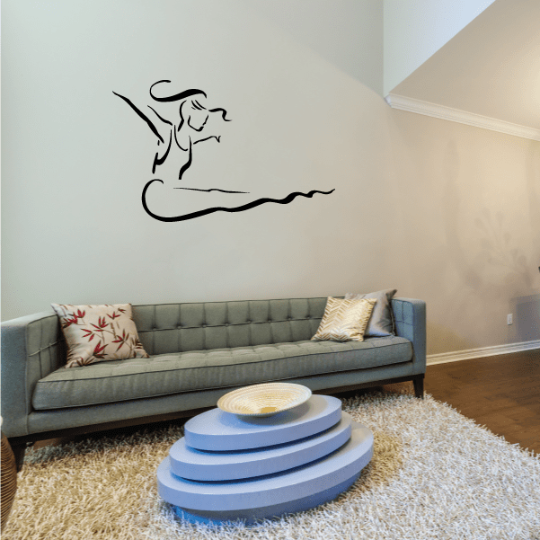 Vinyl fitness wall decal with black athlete lifting silhouette