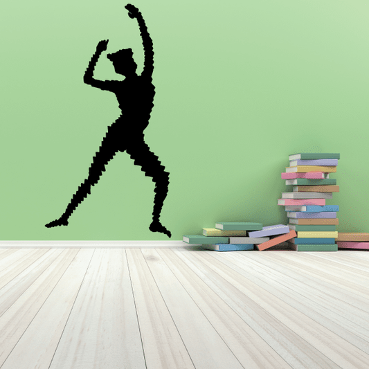 Black fitness silhouette wall decal vinyl, full-body exercise figure