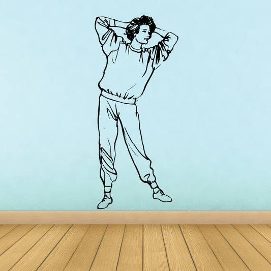 Fitness wall decal of an outline man flexing biceps, vinyl sticker