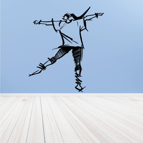 Fitness wall decal: black dancer silhouette reaching upward