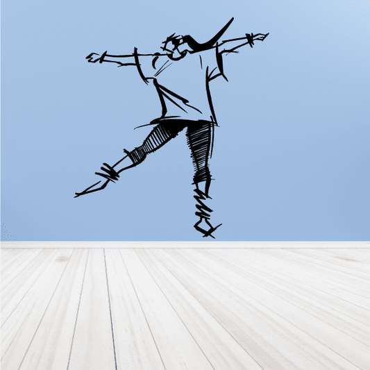 Fitness wall decal: black dancer silhouette reaching upward