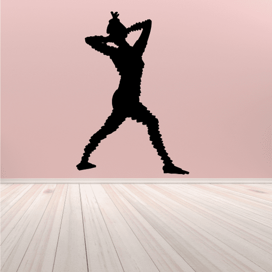 Fitness wall decal vinyl of a black jogging runner silhouette in motion