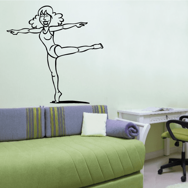Fitness wall decal: line-art woman in yoga stretch pose