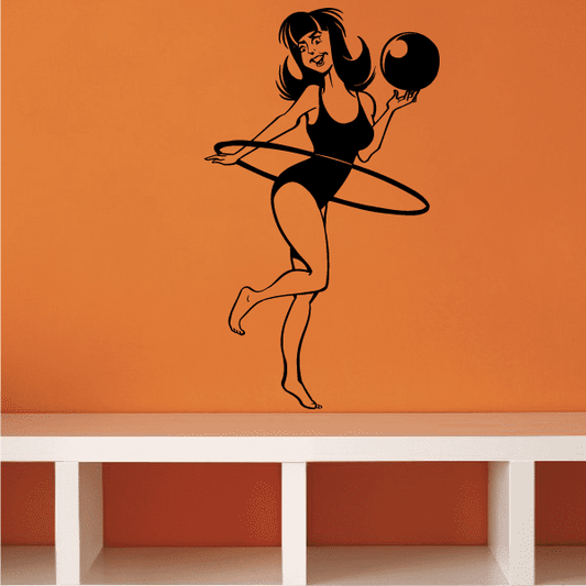 Fitness wall decal silhouette of a woman holding dumbbells