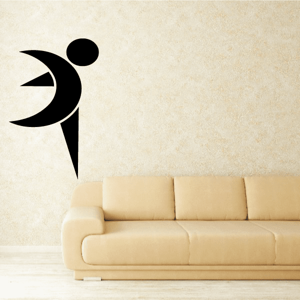 Fitness wall decal vinyl sticker with black fitness figure and circle icon