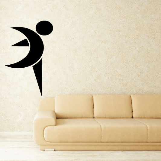 Fitness wall decal vinyl sticker with black fitness figure and circle icon