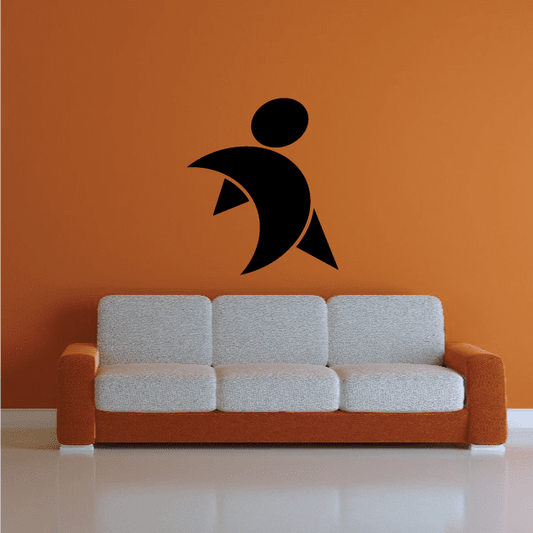 Vinyl fitness wall decal of a walking human figure in black
