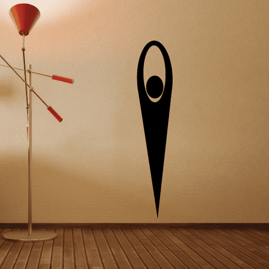 Black teardrop vinyl wall decal with oval cutout