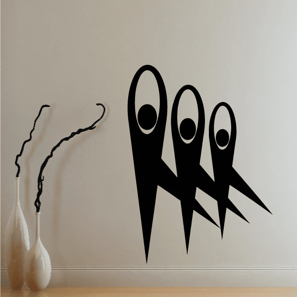 Fitness wall decal with three black winglike shapes