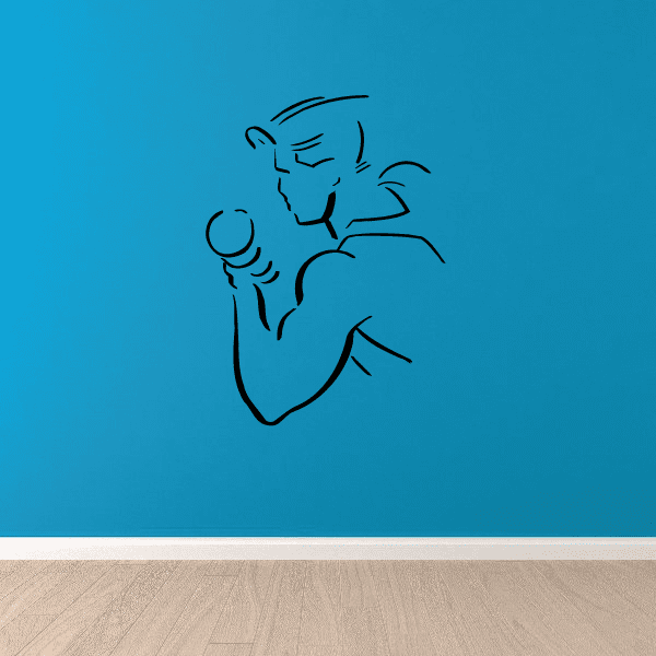 Fitness wall decal vinyl: black fitness woman lifting dumbbell outline