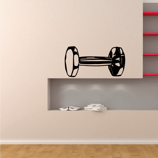 Fitness wall decal featuring a black dumbbell icon