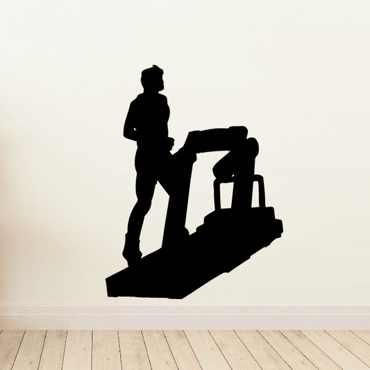 Fitness wall decal vinyl sticker silhouette of a weightlifter holding a barbell