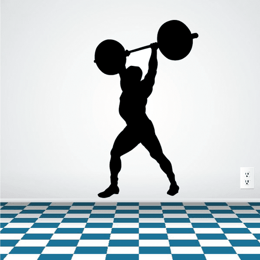 Fitness wall decal: black weightlifter silhouette