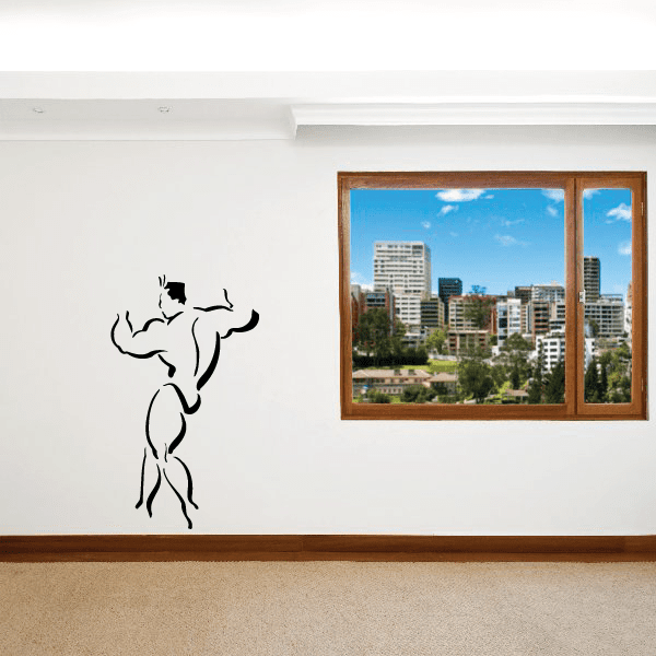 Fitness wall vinyl decal of a black bodybuilder flexing pose