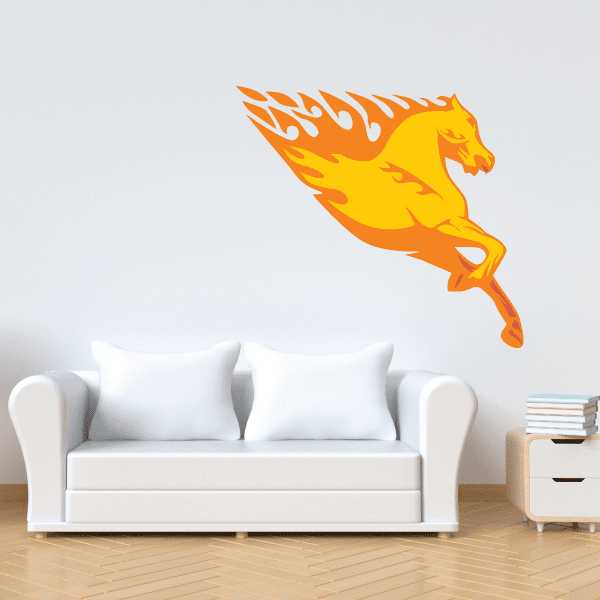 Flame horse body sticker with orange and yellow flame details