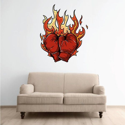 Image of Flaming Boxing Gloves Wall Decal - Vinyl Car Sticker - Uscolor001