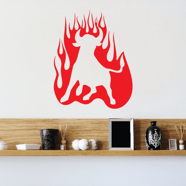 Red flaming bull decal silhouette