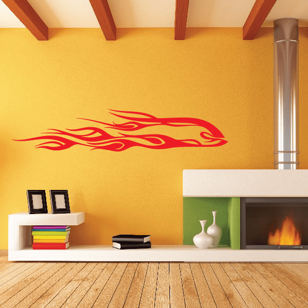 Flaming cheetah wall decal in red flame design