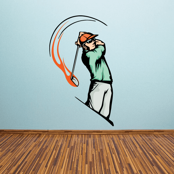 Image of Flaming Golf Wall Decal - Vinyl Sticker - Car Sticker - Die Cut Sticker - CDSCOLOR165