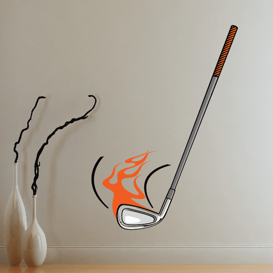 Image of Flaming Golf Wall Decal - Vinyl Sticker - Car Sticker - Die Cut Sticker - CDSCOLOR172