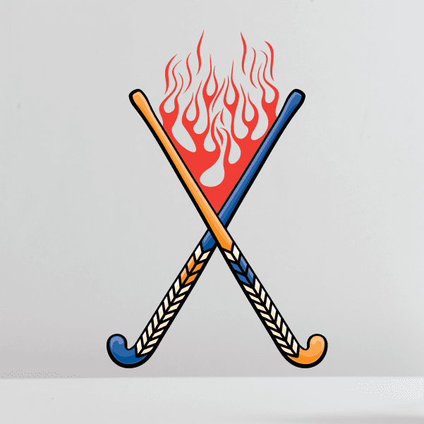 Image of Flaming Hockey Player Wall Decal - Vinyl Sticker - Car Sticker - Die Cut Sticker - CDSCOLOR194