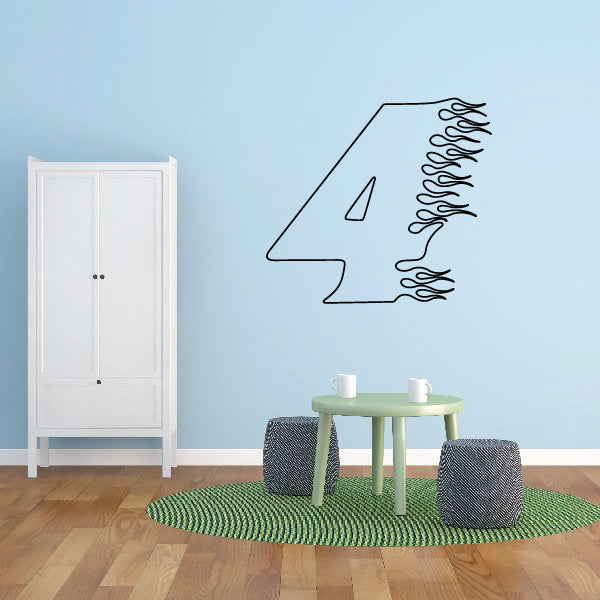 Image of Flaming Number 4 Vinyl Decal