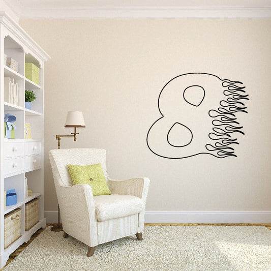 Vinyl number 8 decal with flame outline