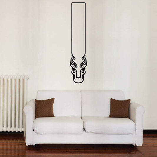 Image of Flat Square Top Tall Thin Ghost Flames Car Decal - Vinyl Decal - Wall Decal - CF641