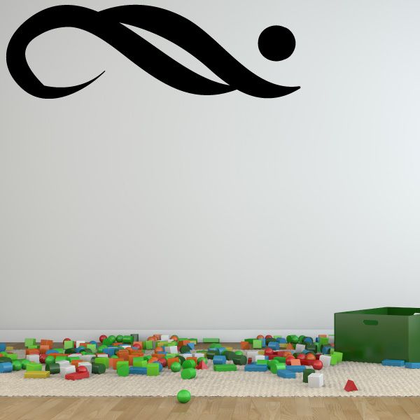 Black vinyl wall decal with flowing floral scroll and dot design
