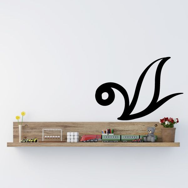 Black floral damask vinyl wall decal with looping leaf swirl design
