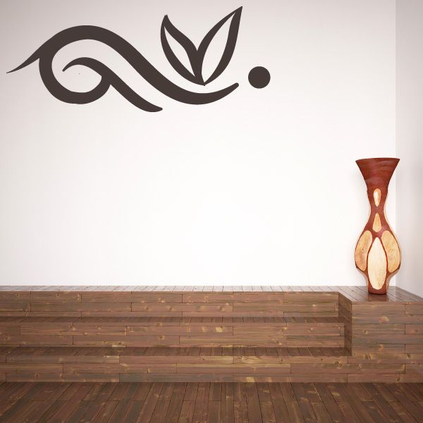 Floral damask wall decal with dark swirling leaf motif, vinyl