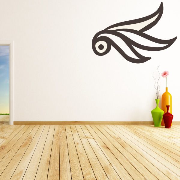 Floraldamask wall decal of dark ornamental winged motif, vinyl sticker