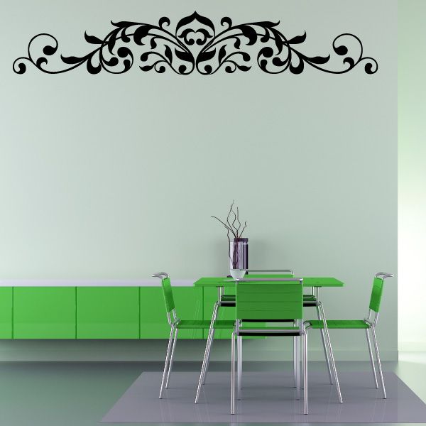 Black ornate damask wall decal flourish
