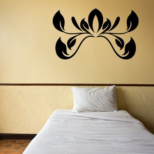 Floral damask wall decal sticker with black ornate flame-like design