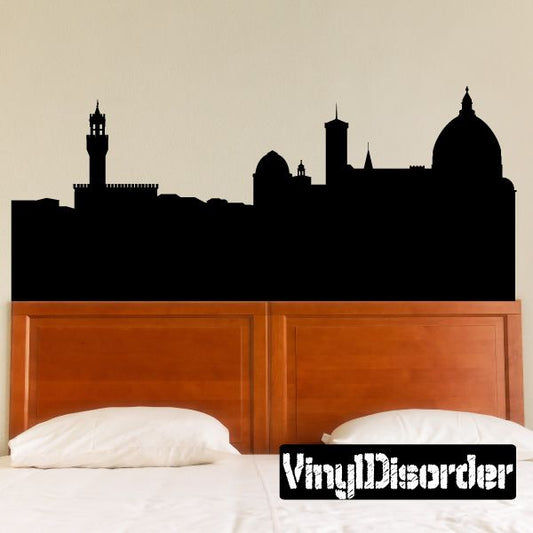 Black Florence skyline wall decal with bold city silhouette and domes