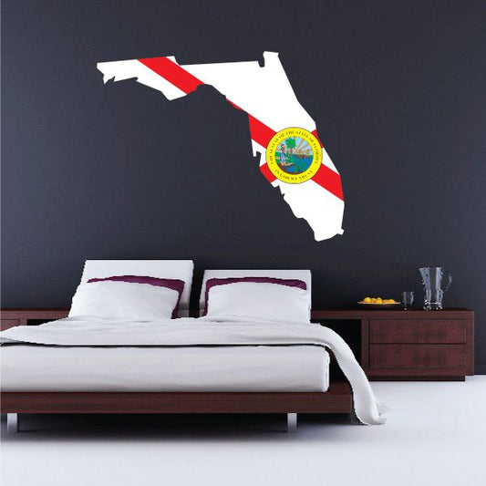 Florida state flag map sticker with circular seal on outline
