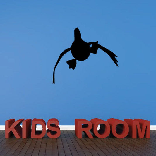 Kids room flying duck wall decal with red “KIDS ROOM” letters