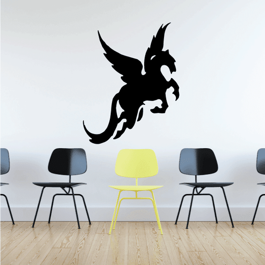 Black flying pegasus vinyl decal silhouette