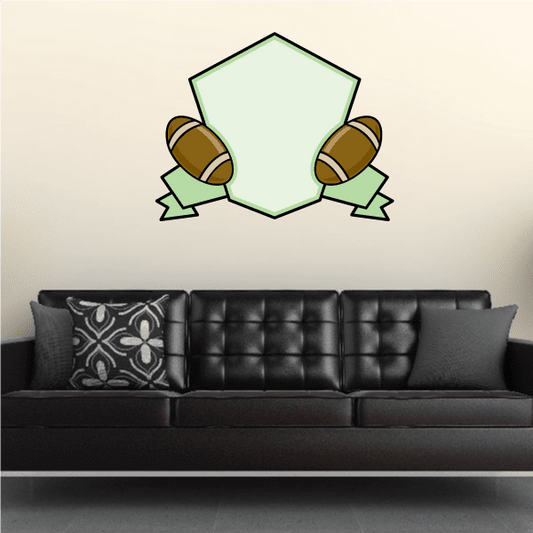 Image of Football Crest Shield Wall Decal - Vinyl Sticker - Car Sticker - Die Cut Sticker - CDSCOLOR066