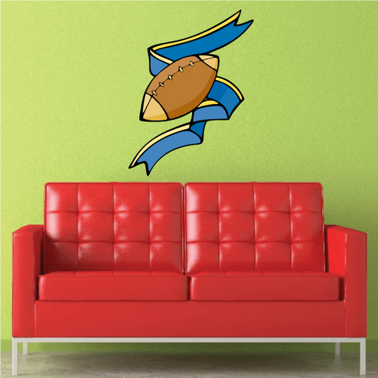 Image of Football Crest Shield Wall Decal - Vinyl Sticker - Car Sticker - Die Cut Sticker - CDSCOLOR074