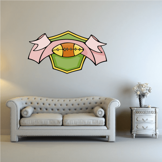 Image of Football Crest Shield Wall Decal - Vinyl Sticker - Car Sticker - Die Cut Sticker - CDSCOLOR077