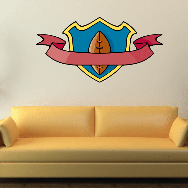 Image of Football Crest Shield Wall Decal - Vinyl Sticker - Car Sticker - Die Cut Sticker - CDSCOLOR078