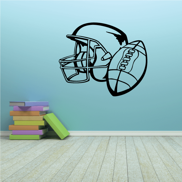 Image of Football Helmet and Ball Wall Decal - Vinyl Decal - Car Decal - CDS044