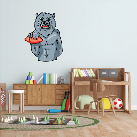 Image of Football Mascot Wall Decal - Vinyl Sticker - Car Sticker - Die Cut Sticker - CDSCOLOR009