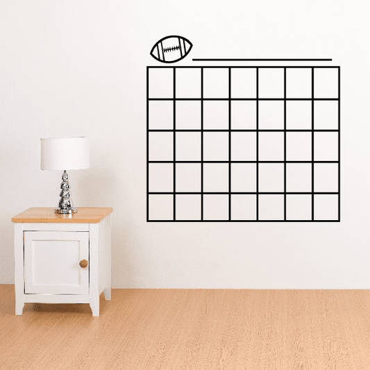 Football monthly calendar wall decal with football icon and grid