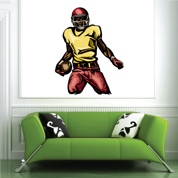 Image of Football Player Wall Decal - Vinyl Sticker - Car Sticker - Die Cut Sticker - CDSCOLOR149