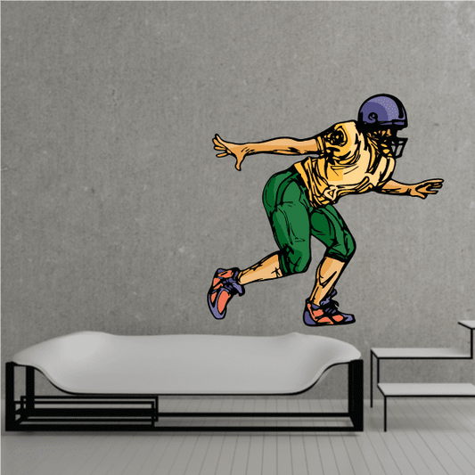 Image of Football Player Wall Decal - Vinyl Sticker - Car Sticker - Die Cut Sticker - CDSCOLOR220